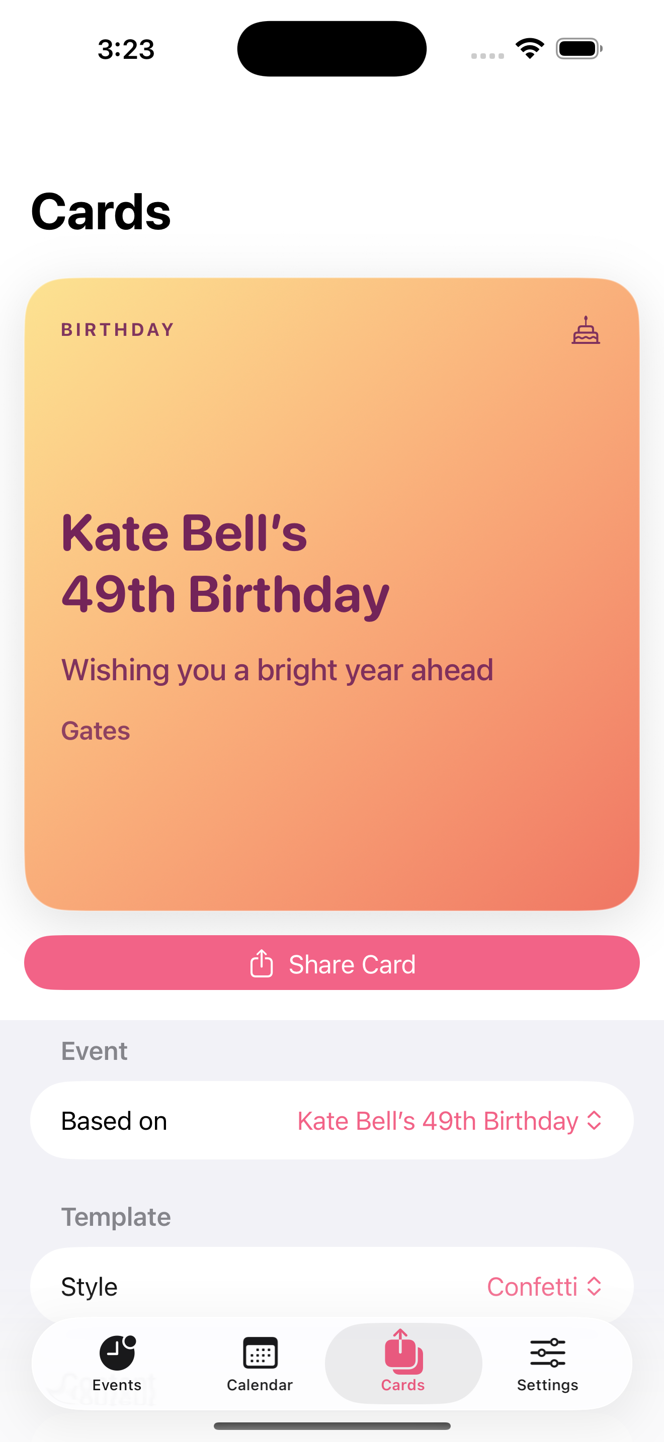 Happy Birthday Greeting card creator