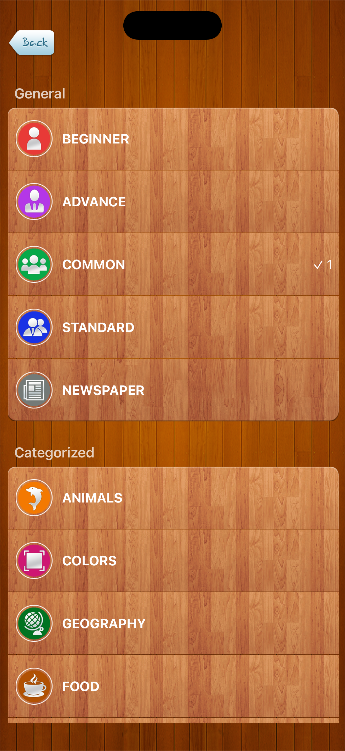 Hangman word categories