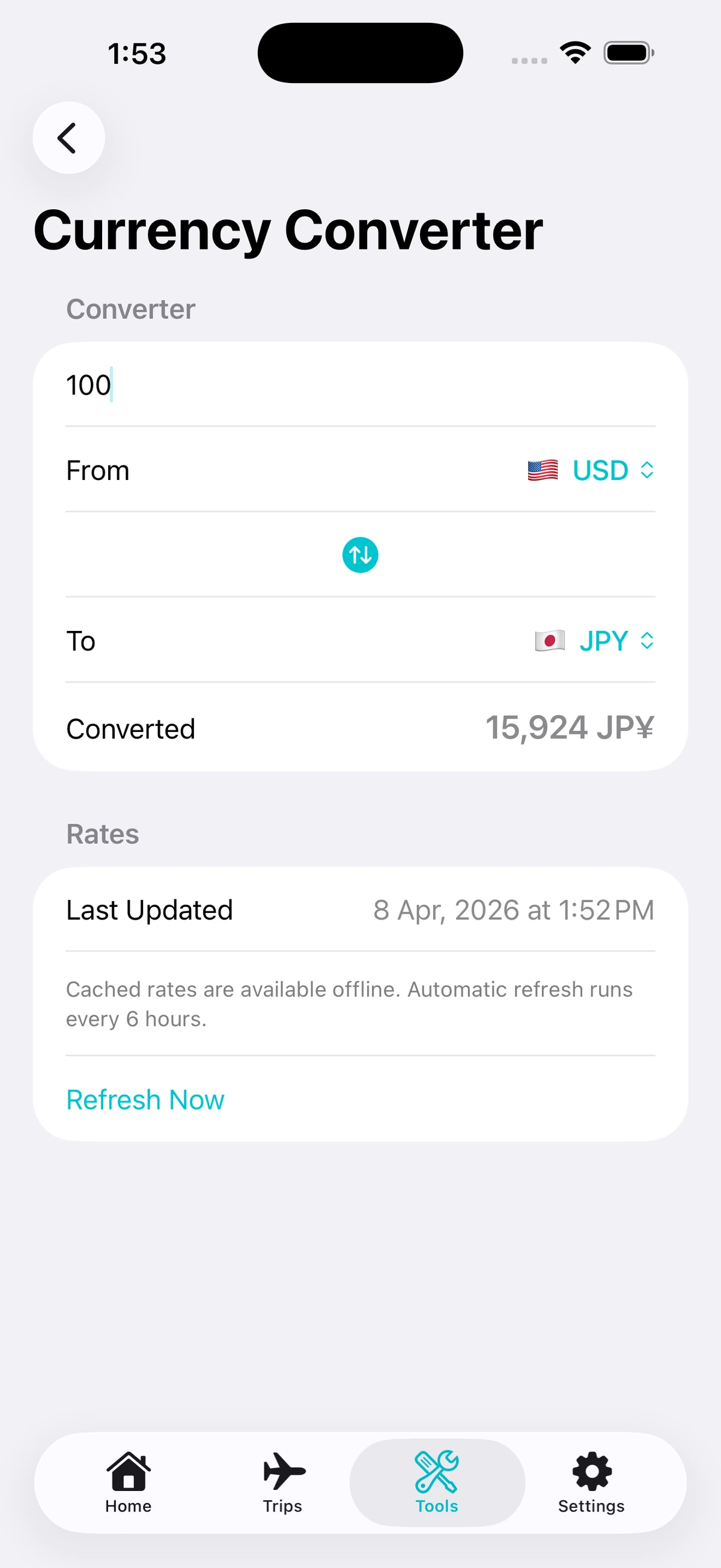 Travel Utility Pro currency converter