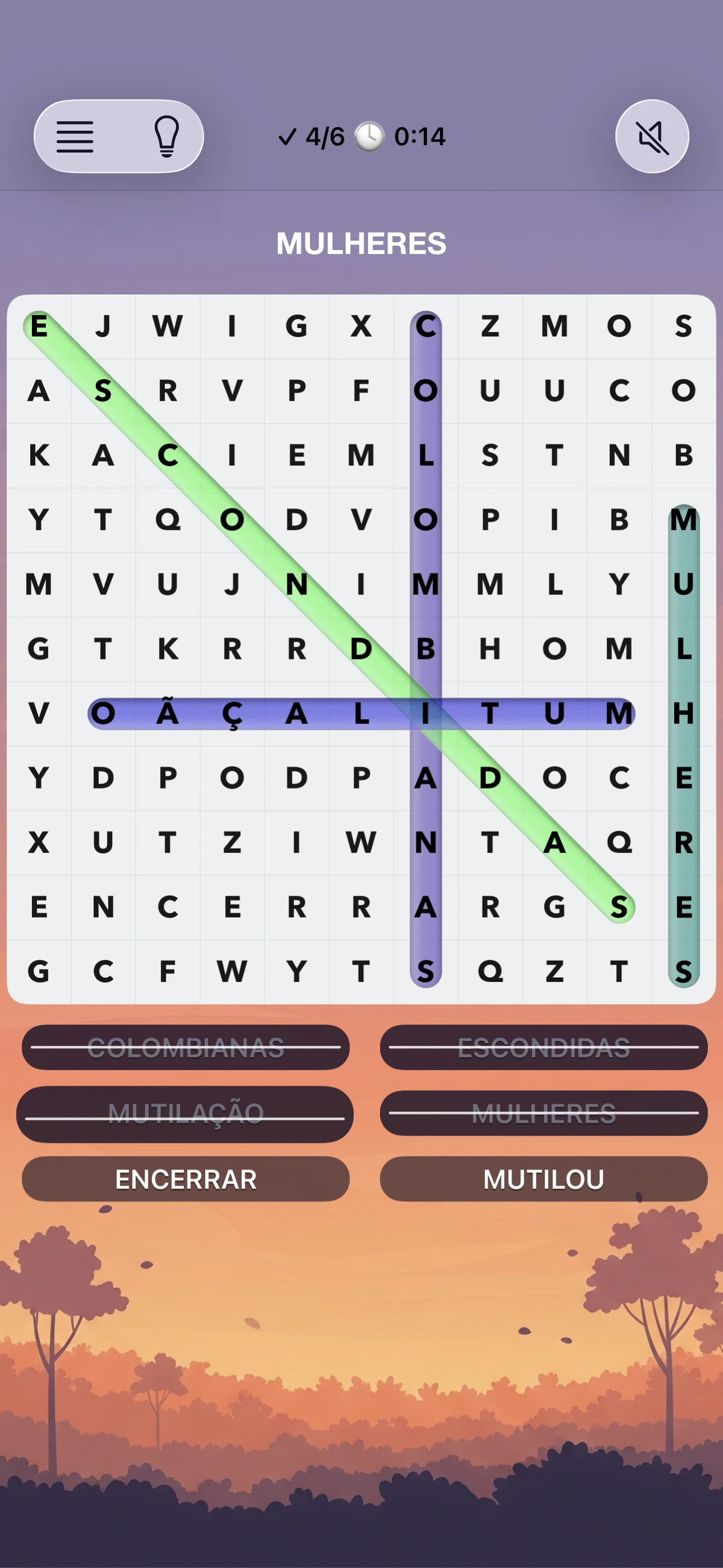 Categorias do Caça-Palavras