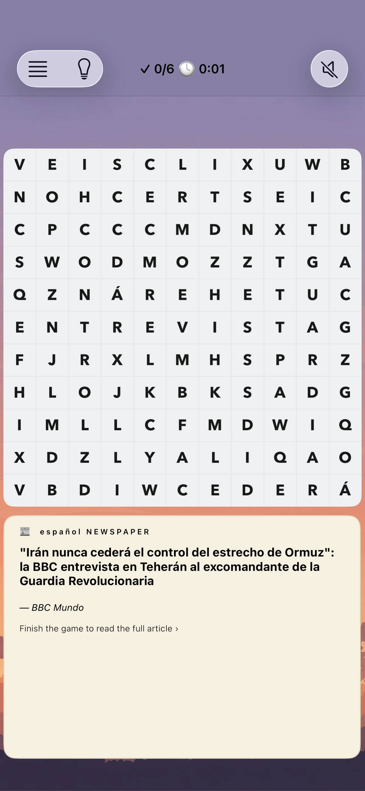 Jugabilidad de Sopa de Letras